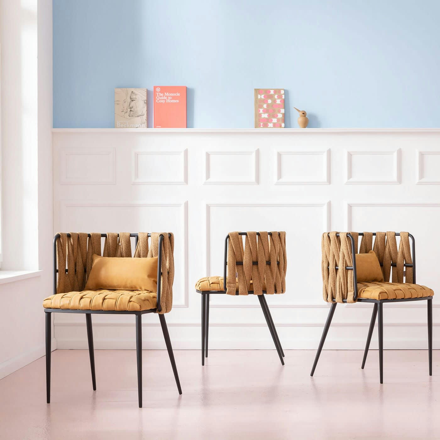 CHEERIO - Chaise avec accoudoirs jaune et acier