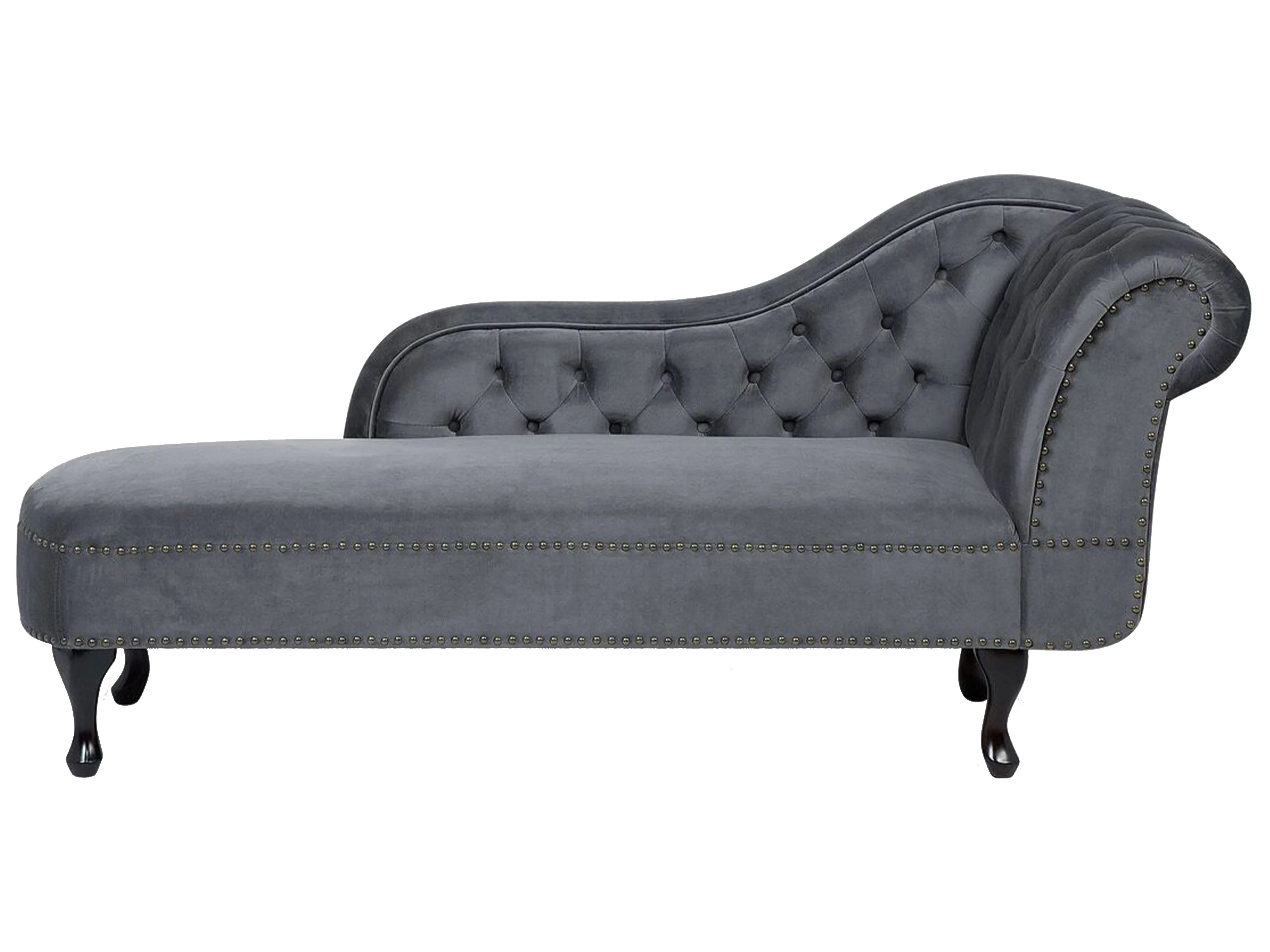 Left-Hand Chaise Longue NIMES Velvet Grey