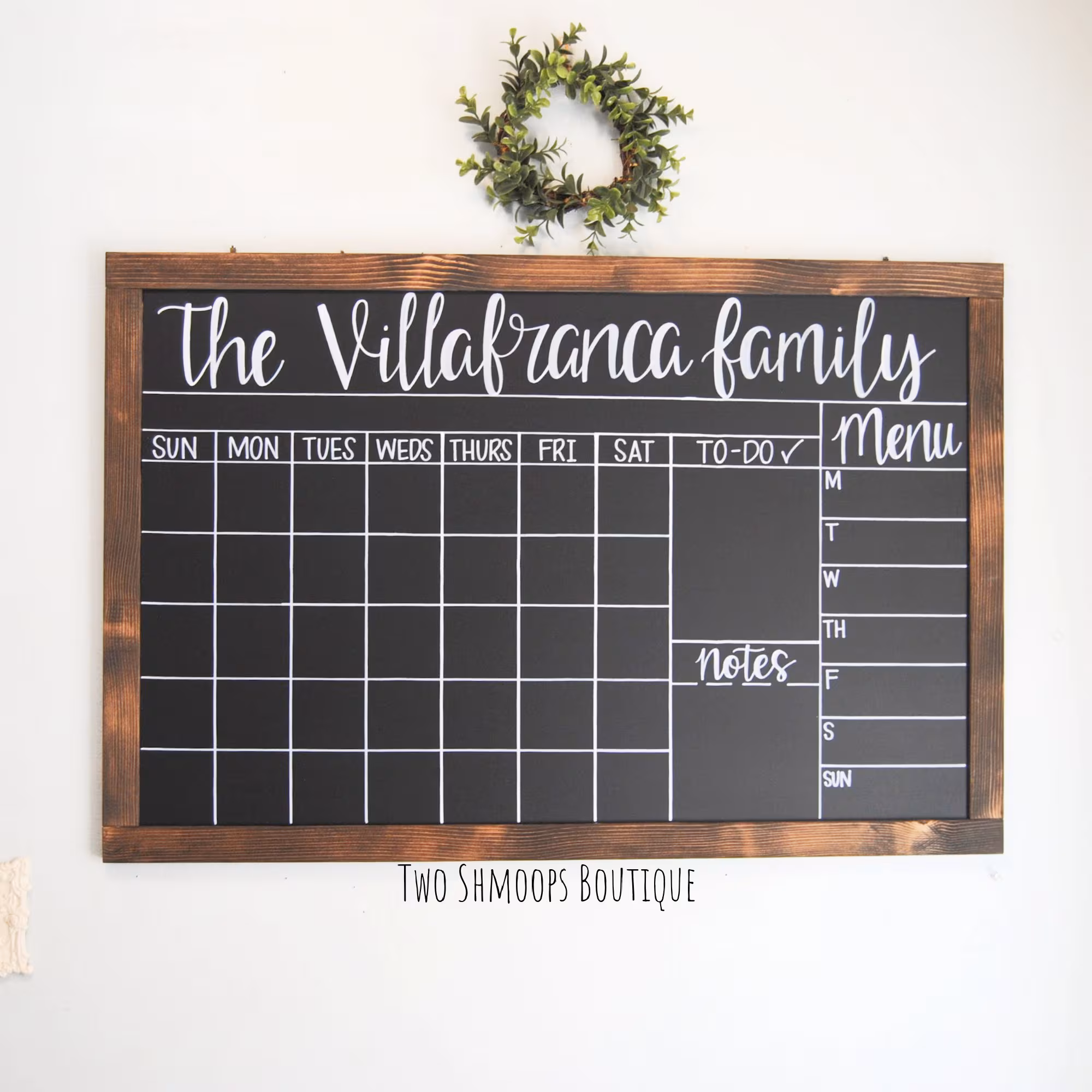 Chalkboard Calendar for Wall, Weekly / Monthly Calendar, Wooden Framed Chalkboard Planner, Free Personalizing, (24x36 Inches)