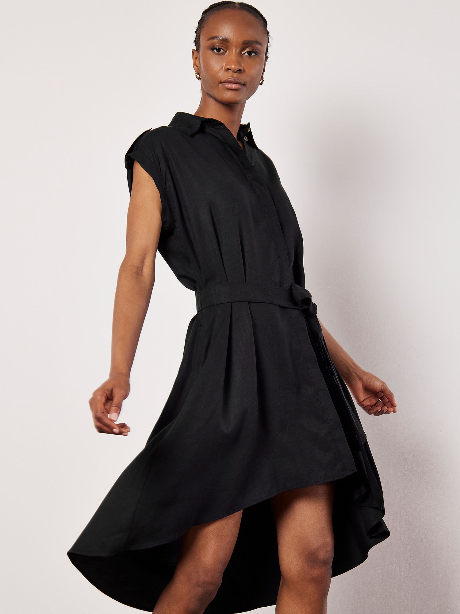 Apricot High-Low Shirt Mini Dress