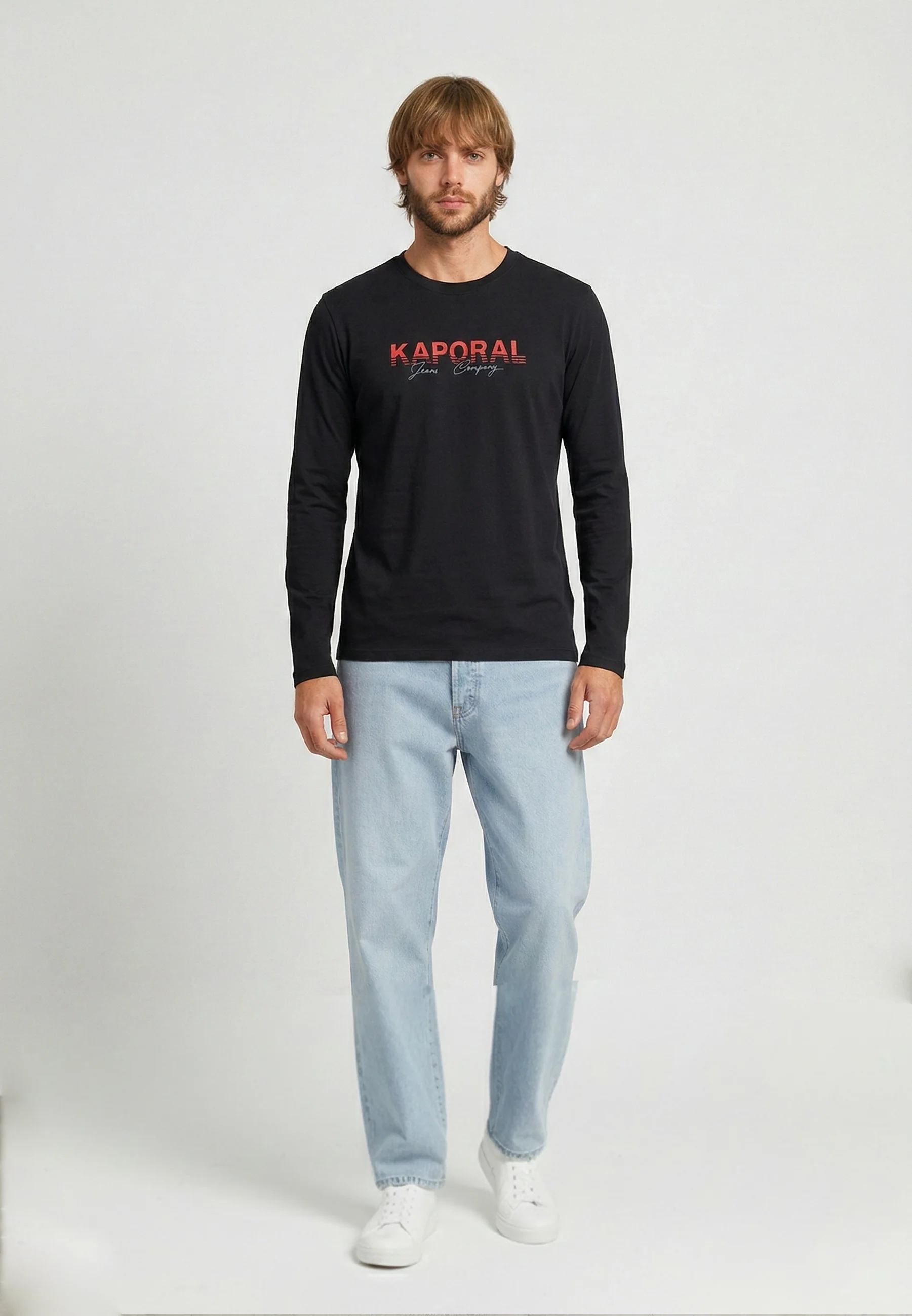 T-shirt manches longues regular noir coton TAMAO