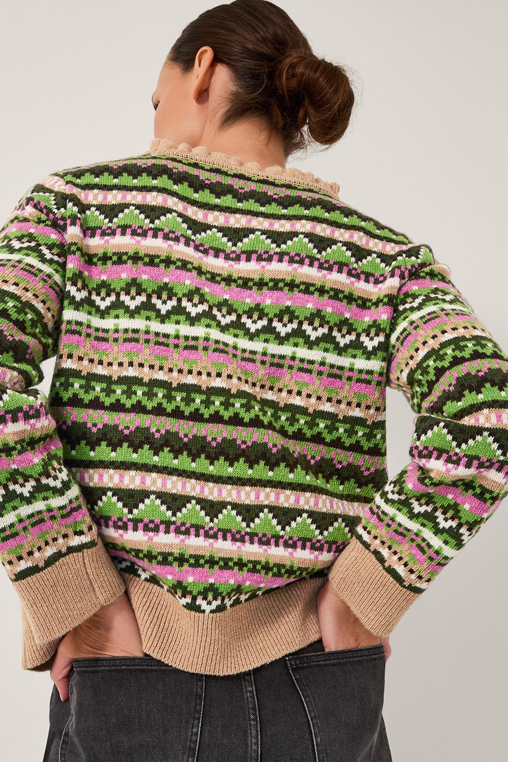 Monsoon Fira Fair Isle Jumper Green
