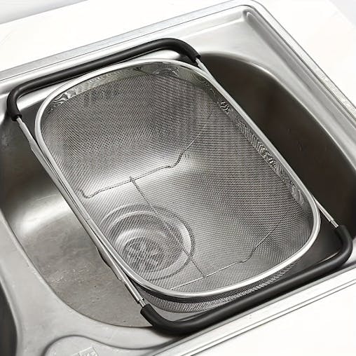 NNETM Adjustable Stainless Steel Sink Colander Rack