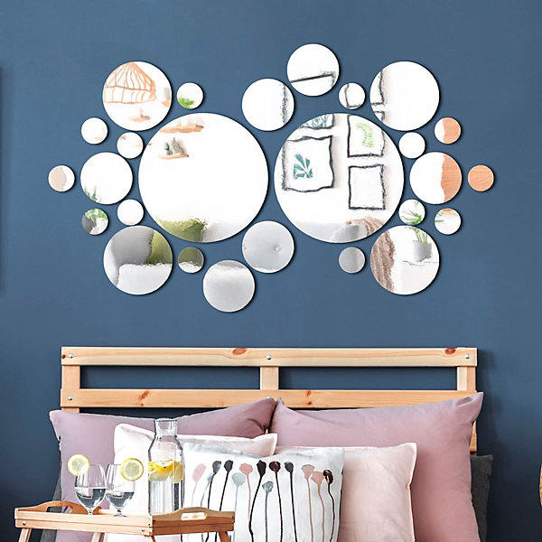26 stickers miroirs ronds - Autocollants stickers adhésifs effet miroir