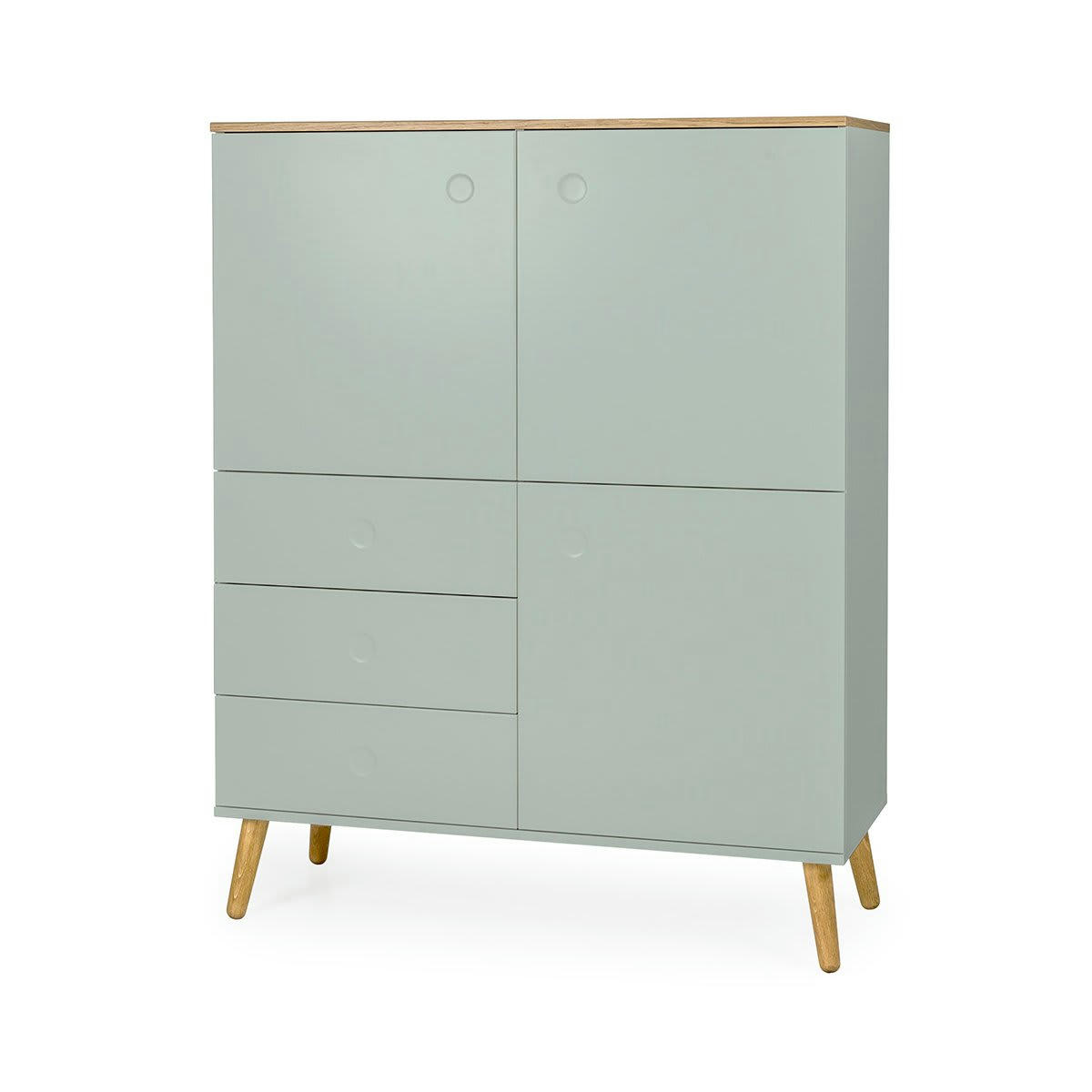 ZINO - Buffet haut 3 portes 3 tiroirs style scandinave vert