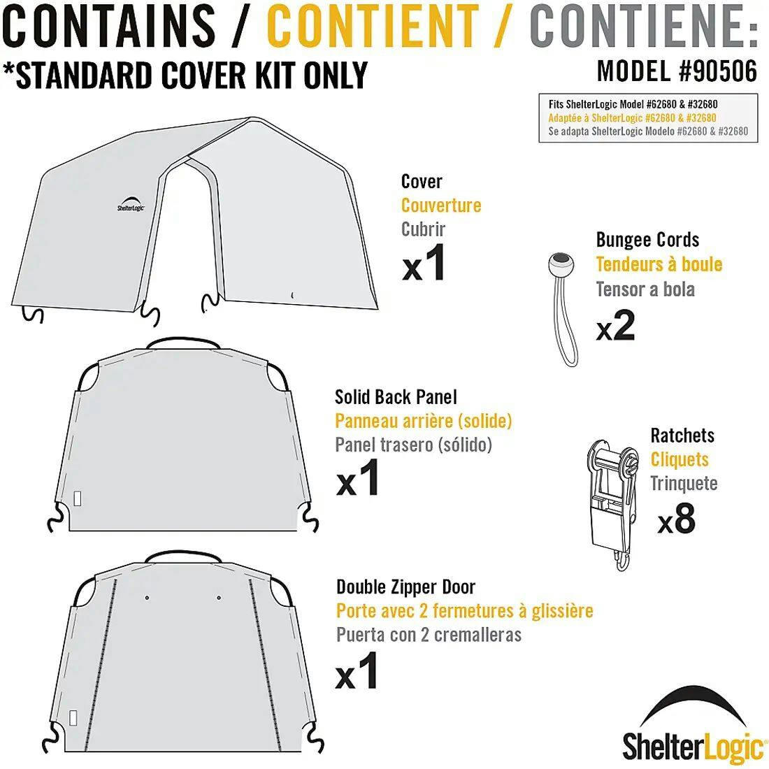ShelterLogic AutoShelter Replacement Cover Kit for Instant Garage, 10 x 20-ft