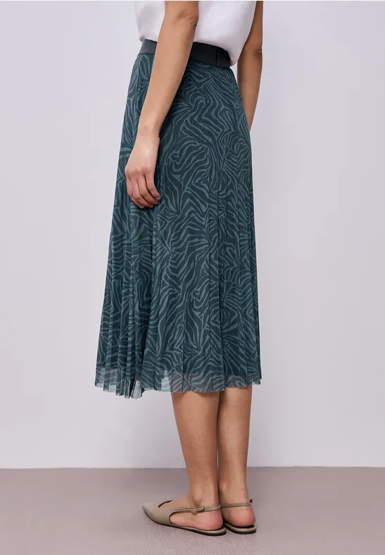Midi-Rock aus Mesh mit Plissée