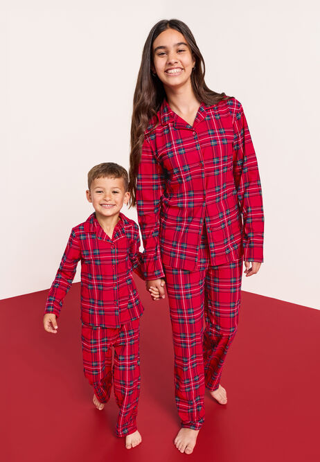 Unisex Kids Red Check Family Christmas Pyjama Set