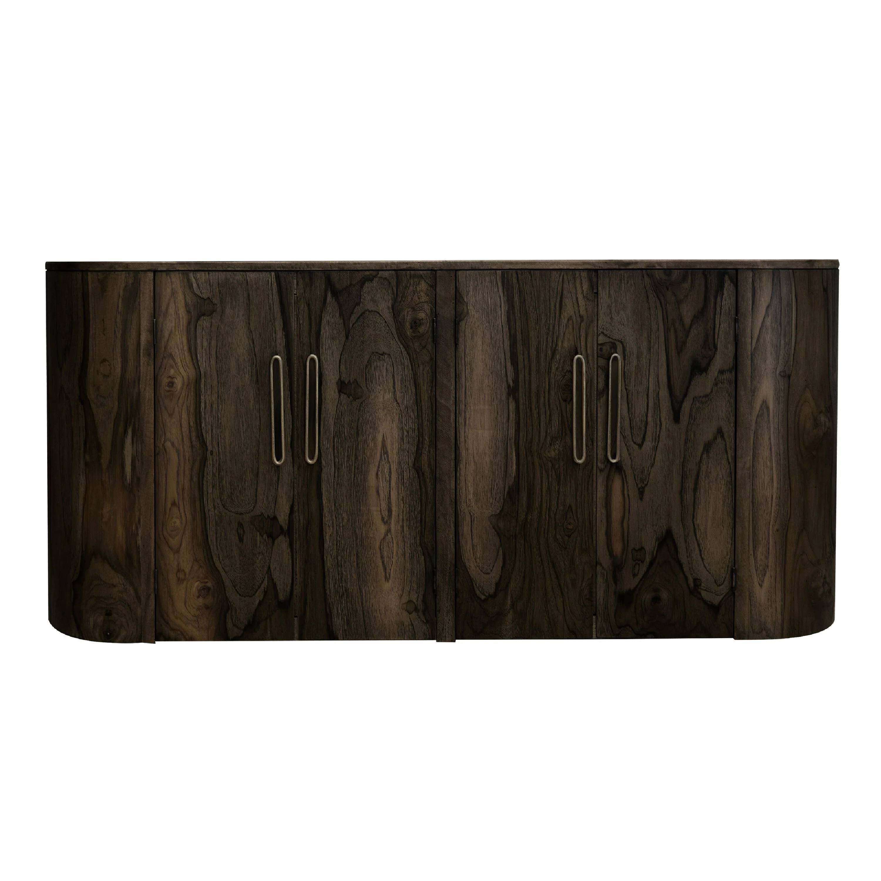 Eray Sideboard Buffet Cabinet Console, 4 Door Bronze, Black Mango Wood