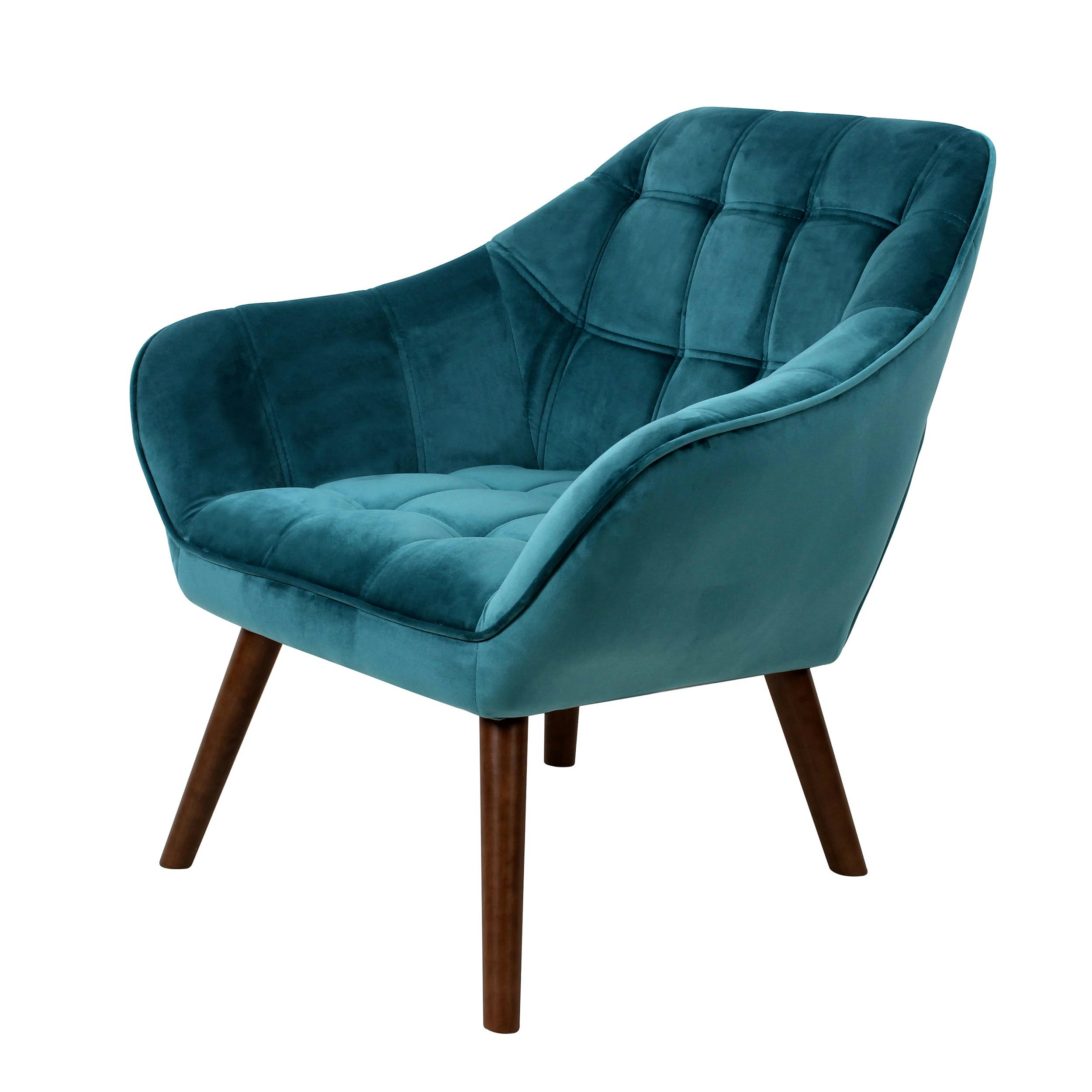 SIMBA - Fauteuil en velours turquoise avec accoudoirs