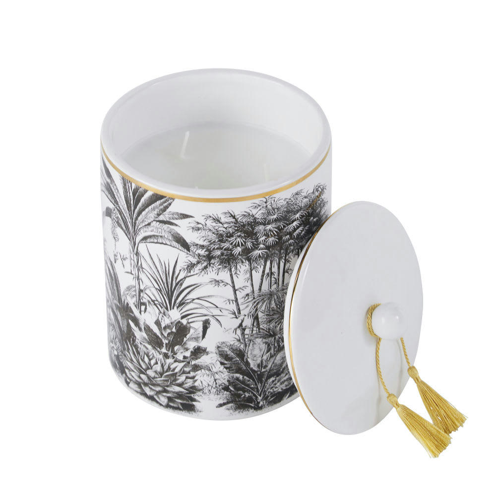 PARADISE - Bougie parfumée en céramique noire et blanche imprimée, 650g