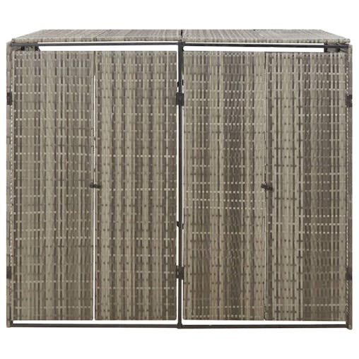 NNEVL Double Wheelie Bin Shed Grey 140x80x117 cm Poly Rattan