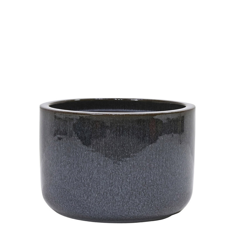 Pot en terre cuite Glazed noir fumé Ø 18 x 12 cm