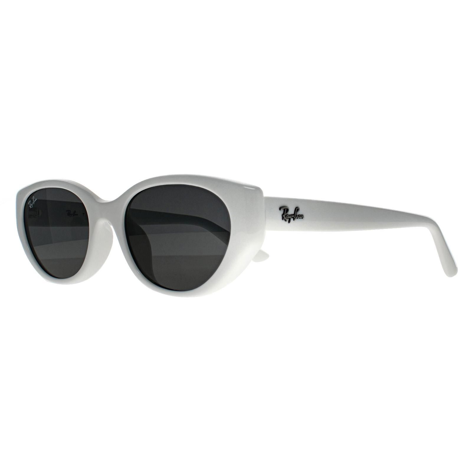 Ray-Ban Oval Polished White Dark Grey RB4457D Bio Based