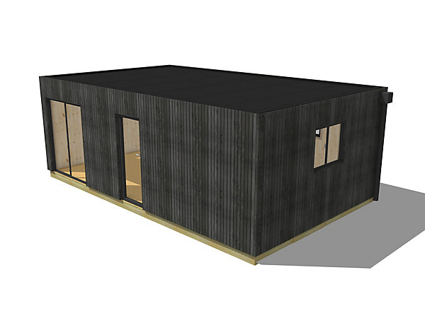 Bureau de jardin 4 saisons en bois 7,7 x 4,6 x 2,7 m / isolation RE2020 avec plancher isolé / menuiseries alu k-line