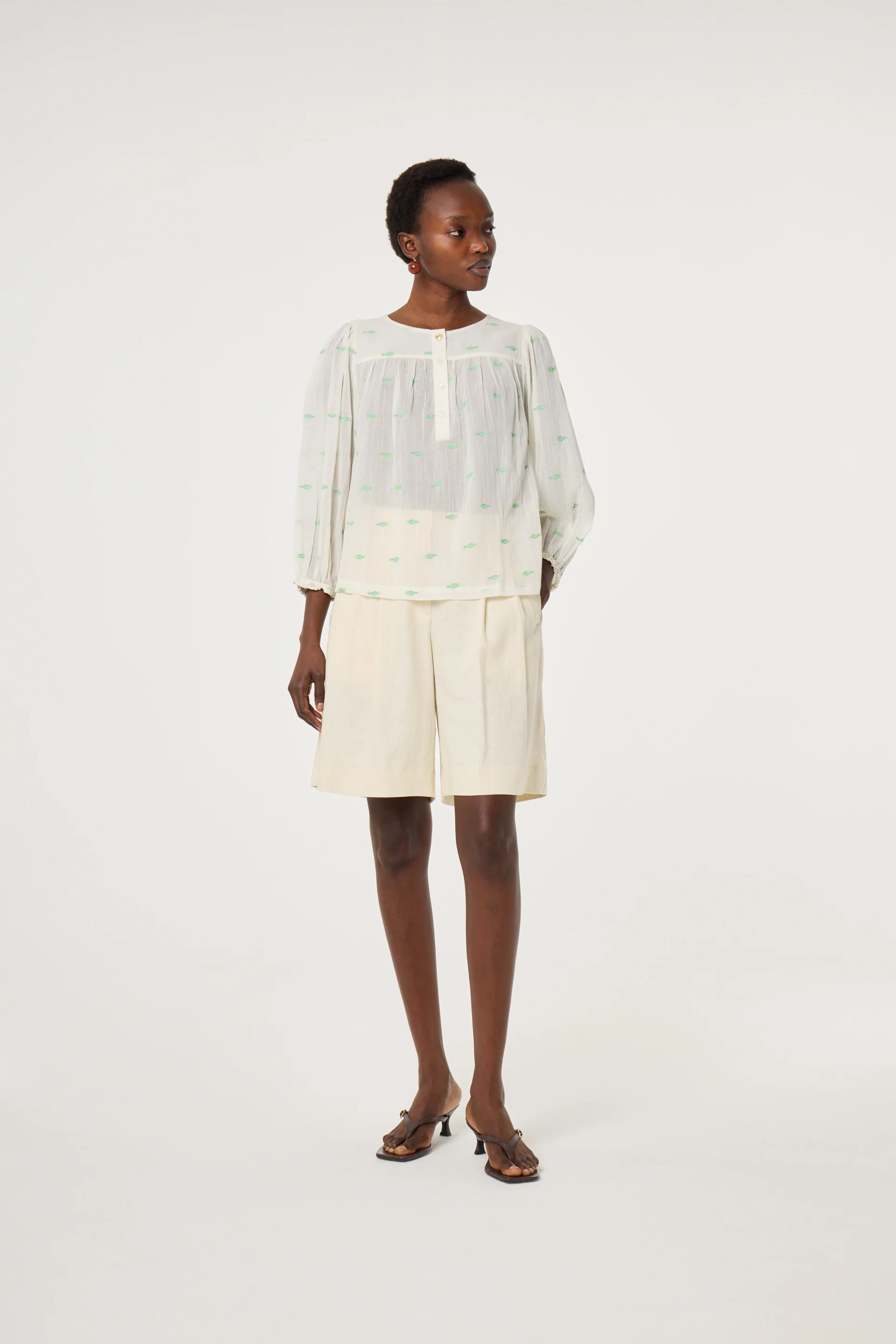 Bindi Top | Cosy White/Green