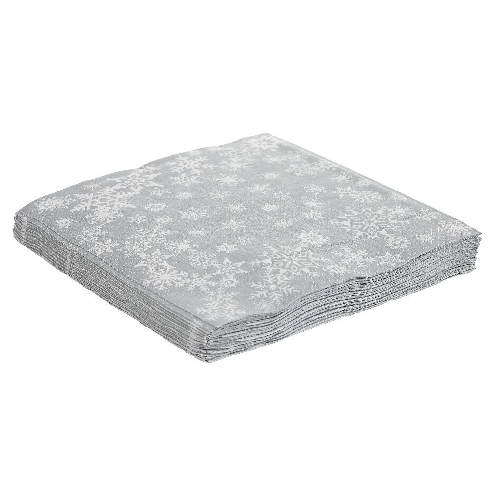 Serviette de No&euml;l en papier motif pluie de flocons x 20