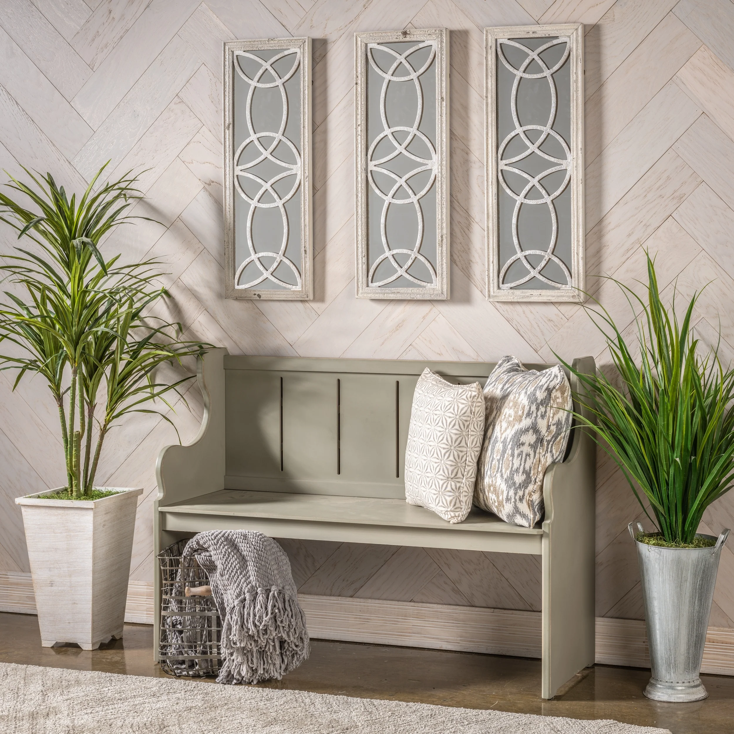 Savannah Gray Wooden Church Bench