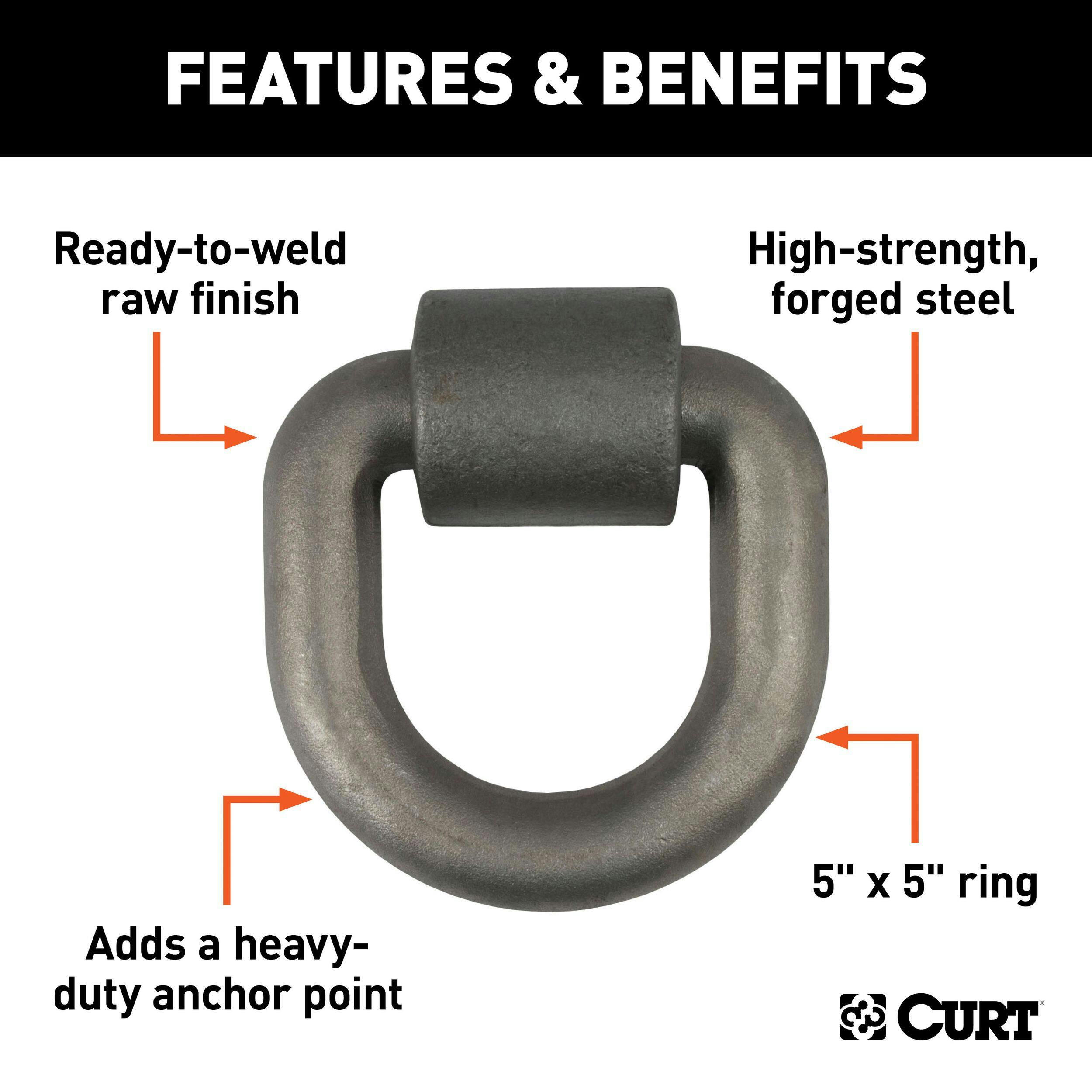 CURT 3-in x 3-in Weld-On Tie-Down D-Ring