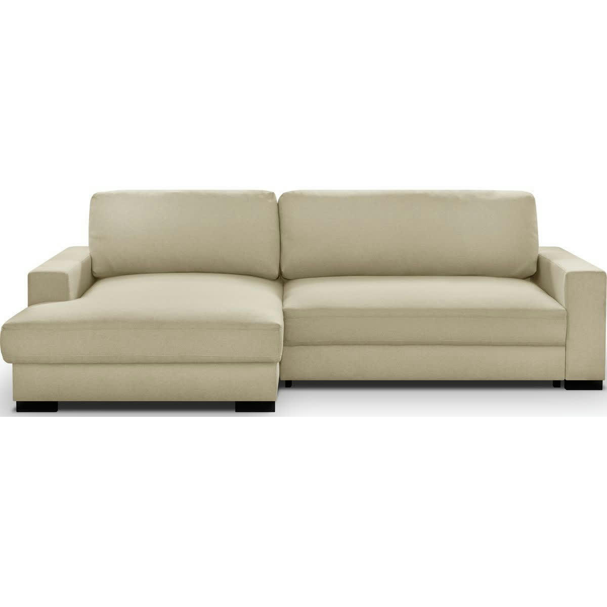 ARTY - Canapé d'angle à gauche convertible 3 places en tissu beige