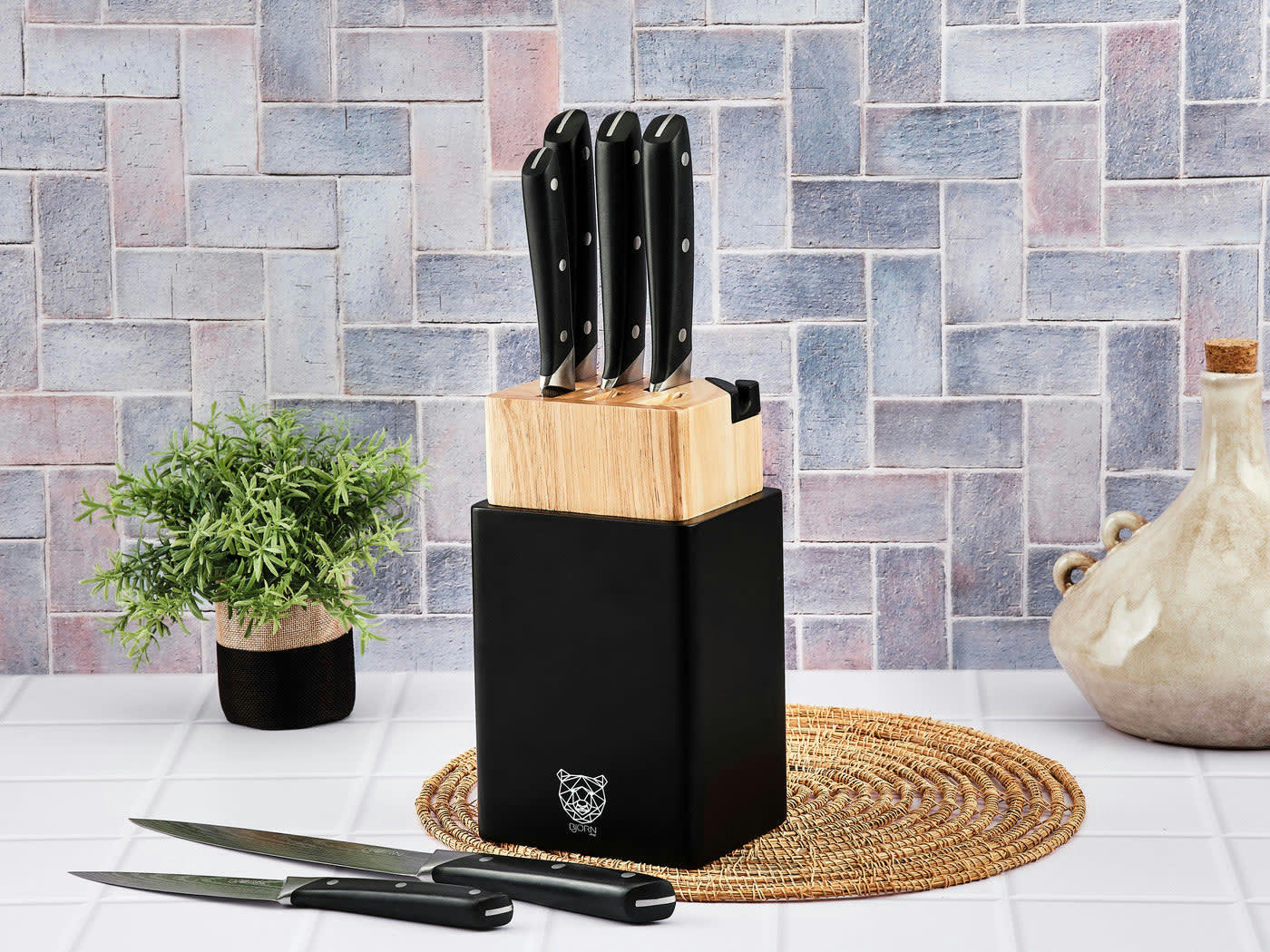 NUDE - Lot de 8 couteaux en inox noir