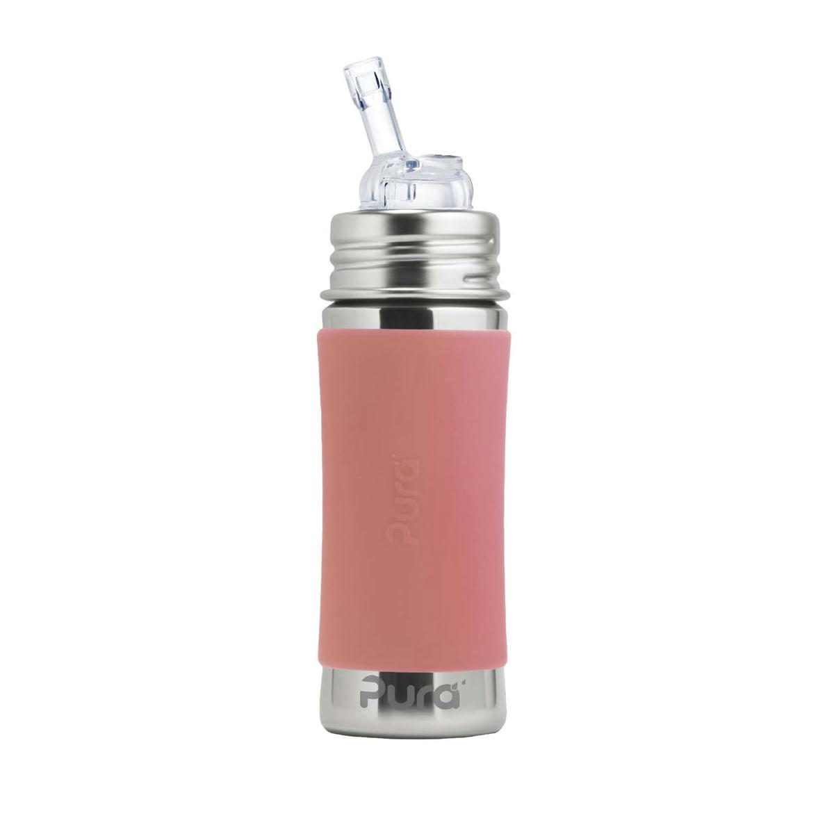 - Gourde évolutive en inox avec paille 325ml  Vieux rose