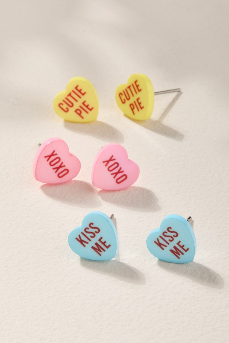 Candy Sweetheart Stud Earring Set