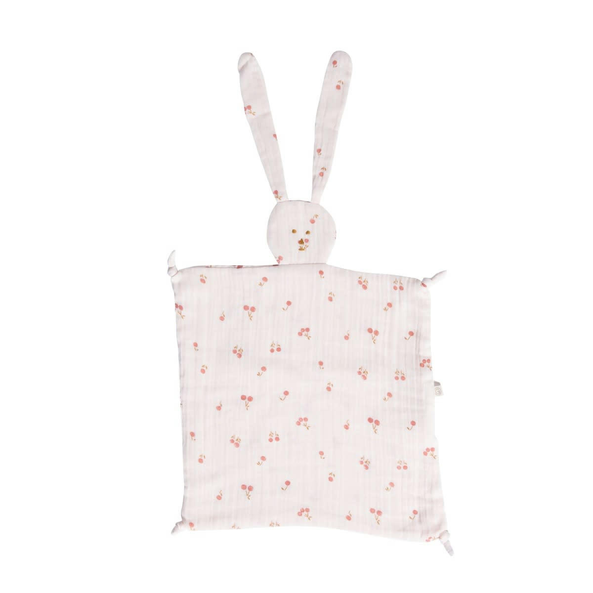 GREEN & KIDS - Doudou lapin en gaze de coton bio à motifs rose