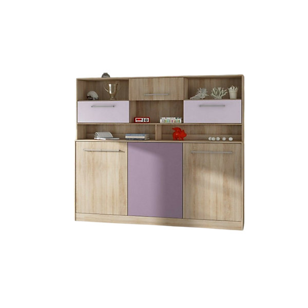 Armoire Lit escamotable Horizontal 90x200 cm avec étagères Sonoma Violet Lit Mural Roddy