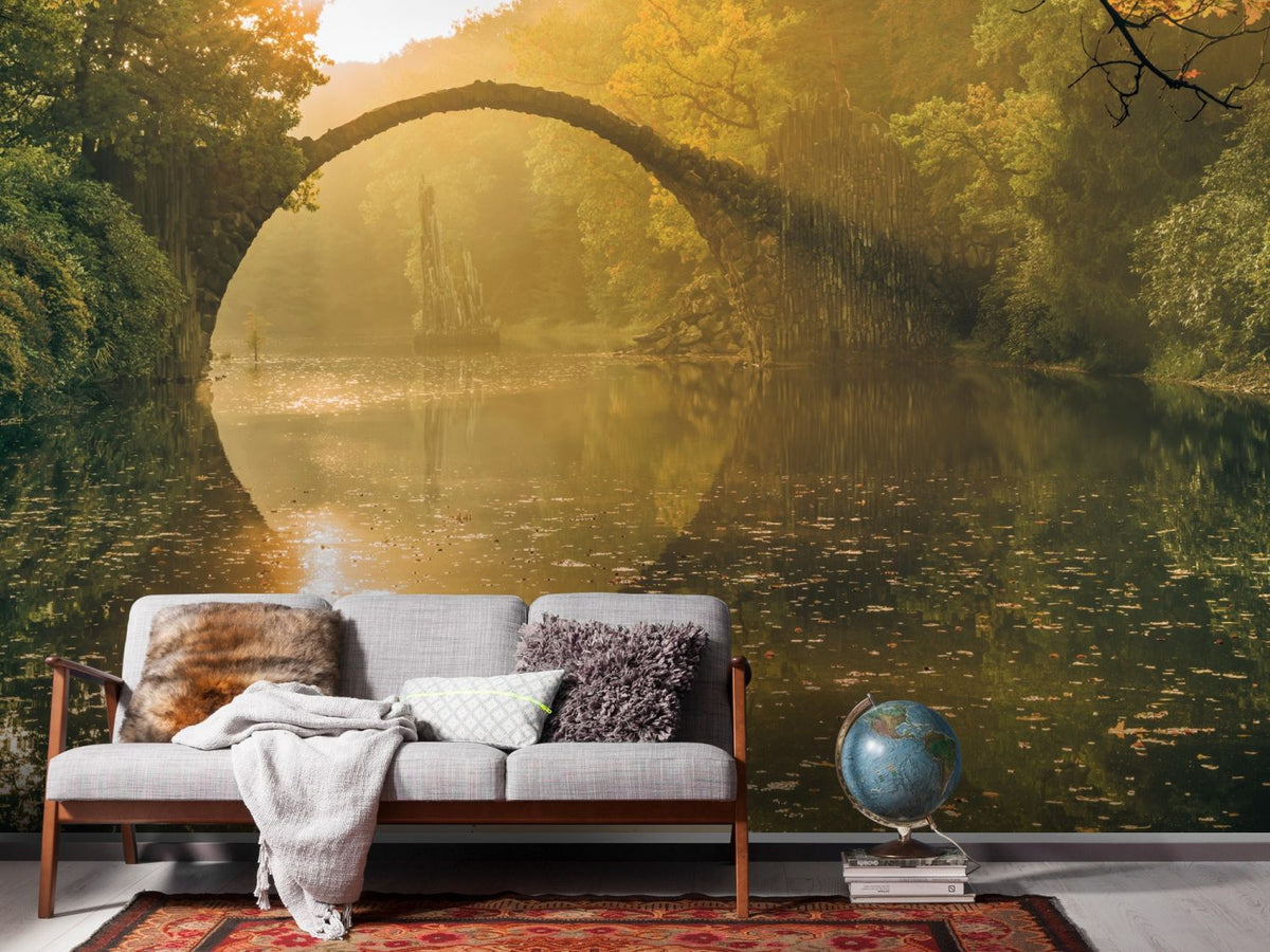 Sanders & Sanders fotobehang brug groen - 400 x 250 cm - 612496