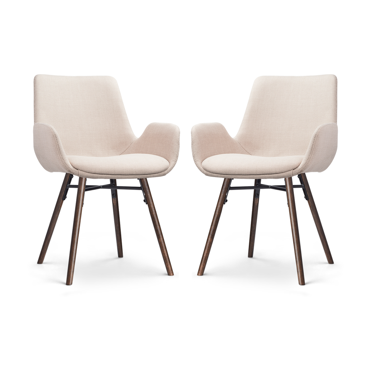 Nolon Nena-Eef Eetkamerstoelen Set van 2 - Beige - Walnoot Hout