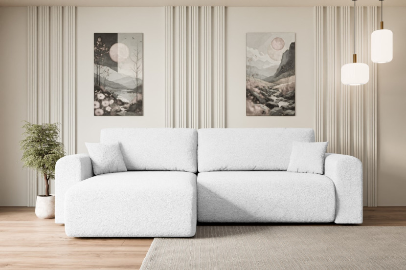 Narożnik z funkcją spania i pojemnikiem ORRO-L - 272x145x83cm Biały