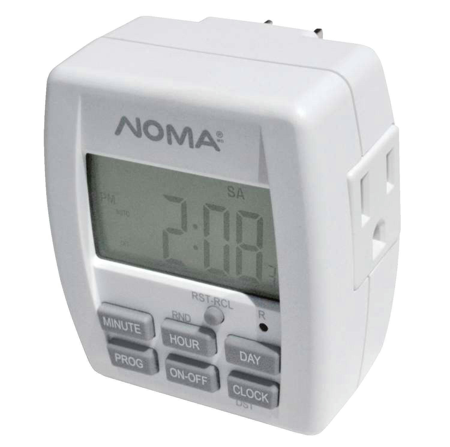 NOMA Indoor Digital Timer, 20 Programmable settings, 1-Outlet, White