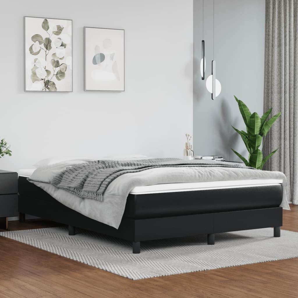 vidaXL Bed Frame Box Spring Bed Base with Mattress for Bedroom Faux Leather