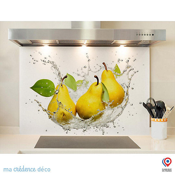 Crédence cuisine fond de hotte Bain de poires - Verre trempé - L 90 cm x H 60 cm - MaCrédenceDéco