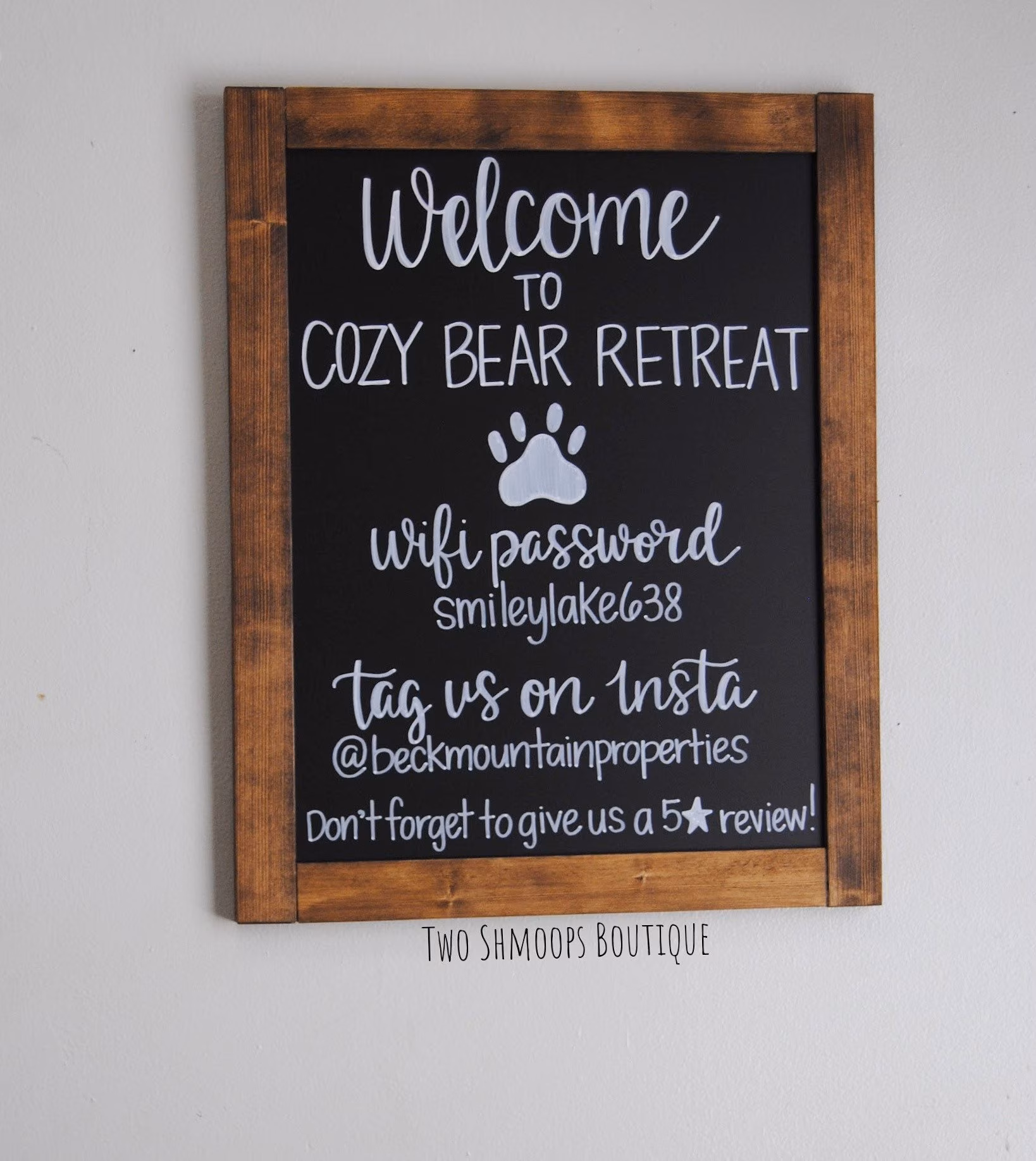 Wall Hanging Chalkboard Sign, Rustic Wood Frame, Custom Personalized (16x20 Inches)