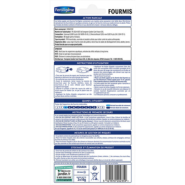 Appâts anti-fourmis Spinostop 2x10g Fertiligène