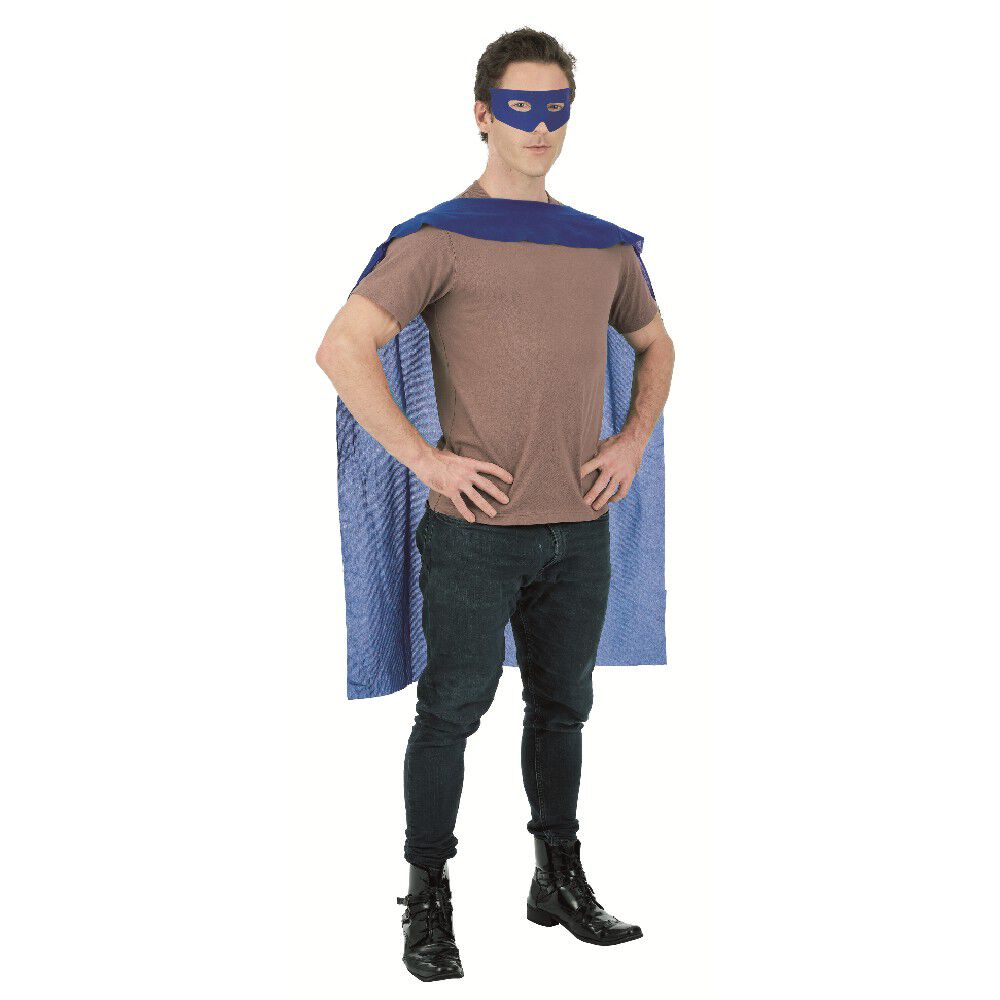 Déguisement homme Super héro cape et masque bleus