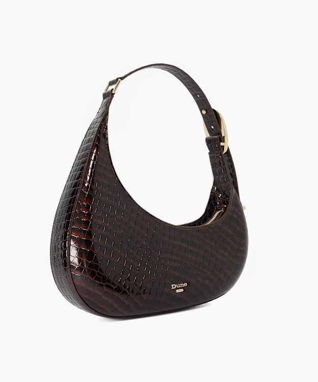 Disarming Bronze - Croc-Embossed Leather Shoulder Bag