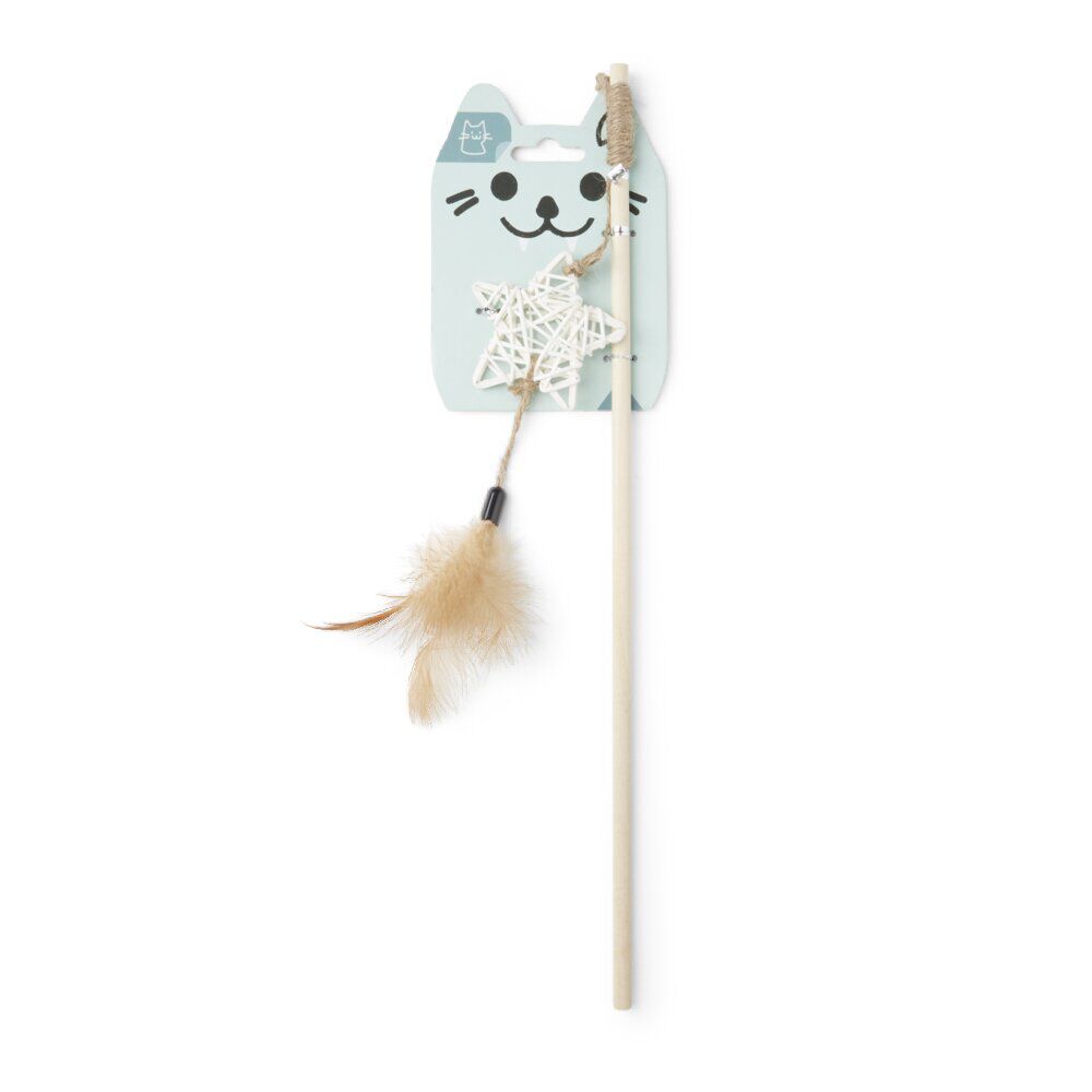 Jouet pour chat en bois avec plume et étoile L60cm