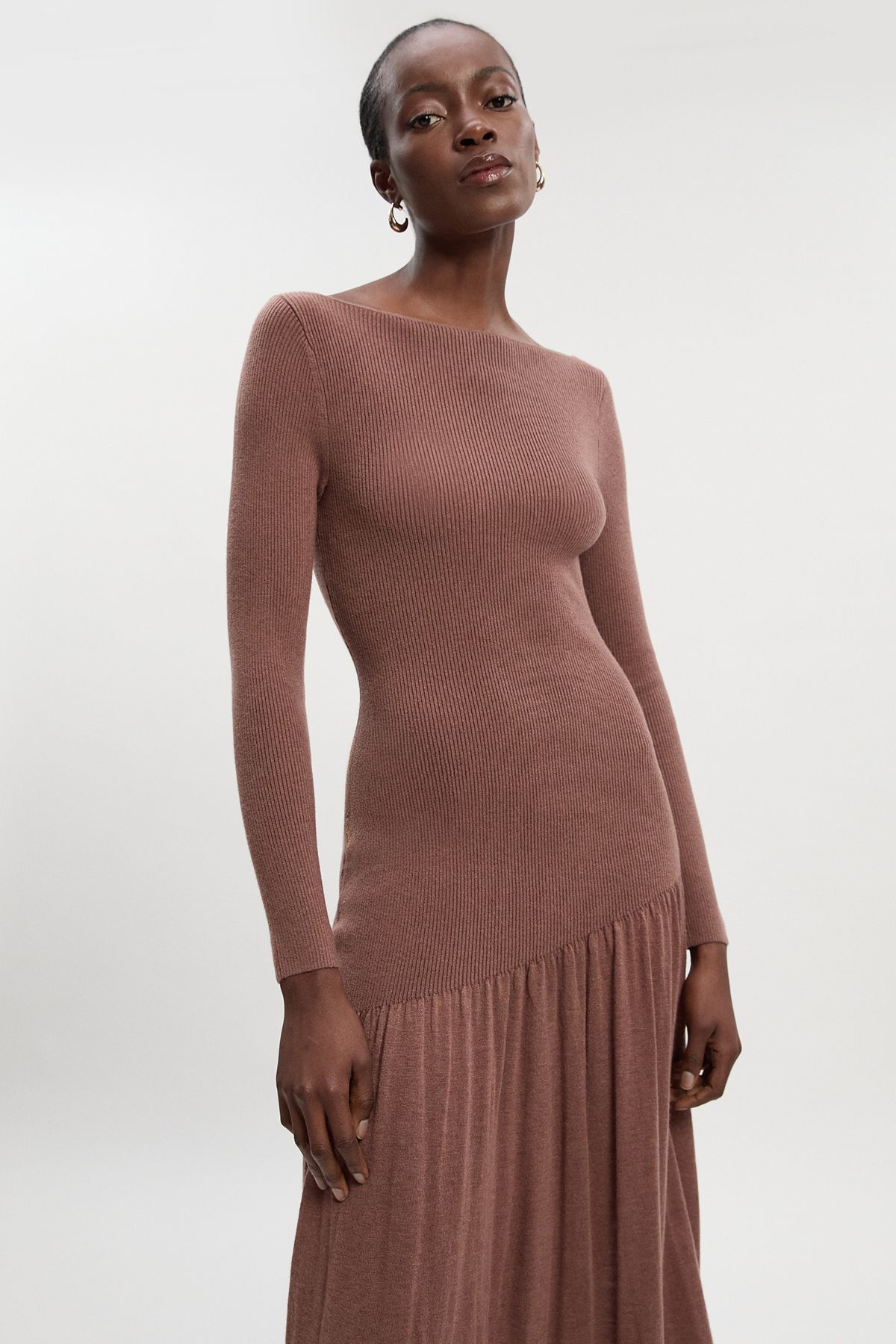 KarenMillen Wool Blend Sheer Knitted Skirt Dress