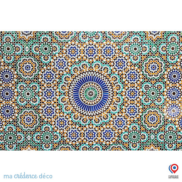 Crédence cuisine fond de hotte Arabesque marocaine - Verre trempé - L 60 cm x H 45 cm - MaCrédenceDéco