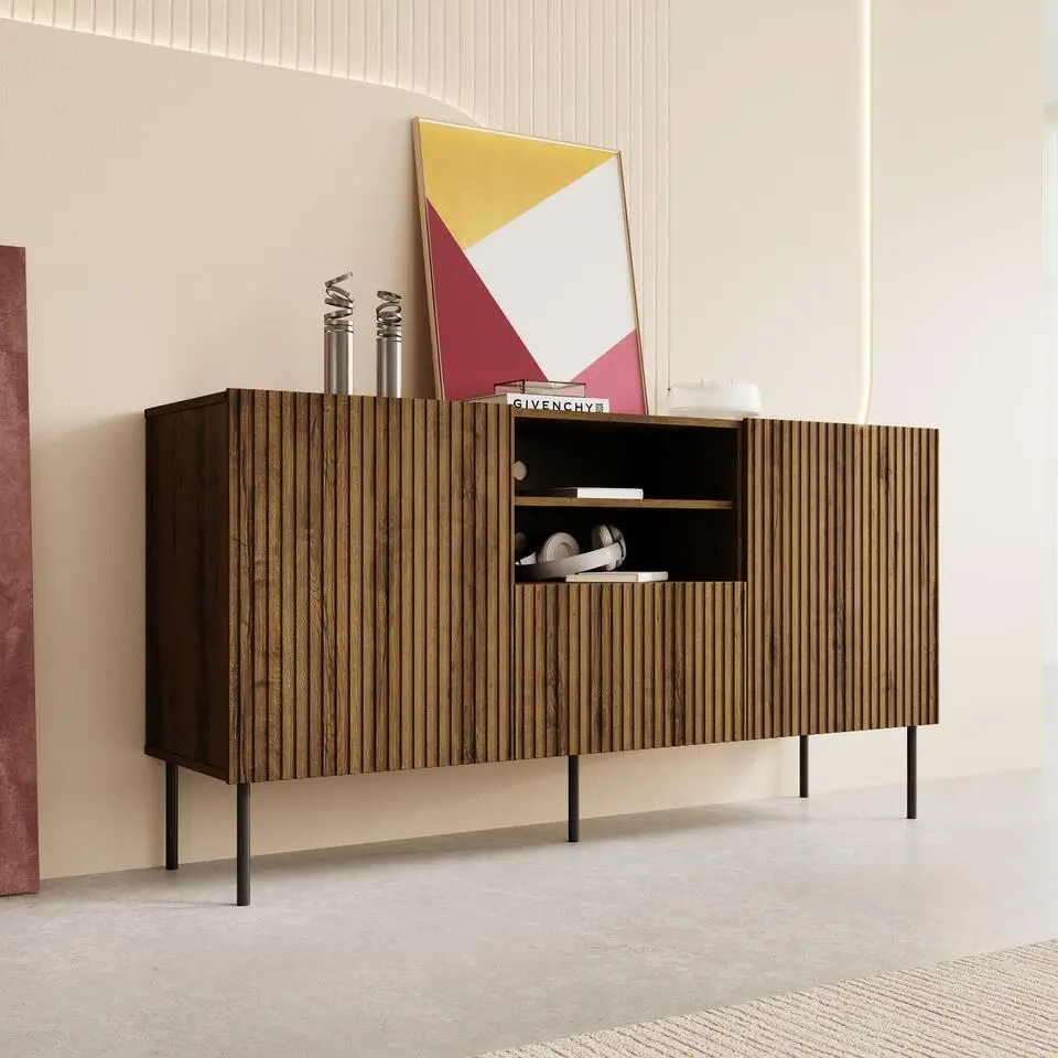 Meubella - Dressoir Tartagal - Donkerbruin eiken - 150 cm