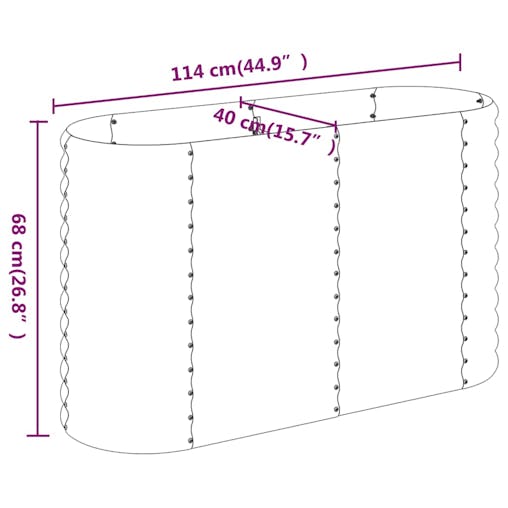 NNEVL Garden Raised Bed Powder-Coated Steel 114x40x68 cm Grey