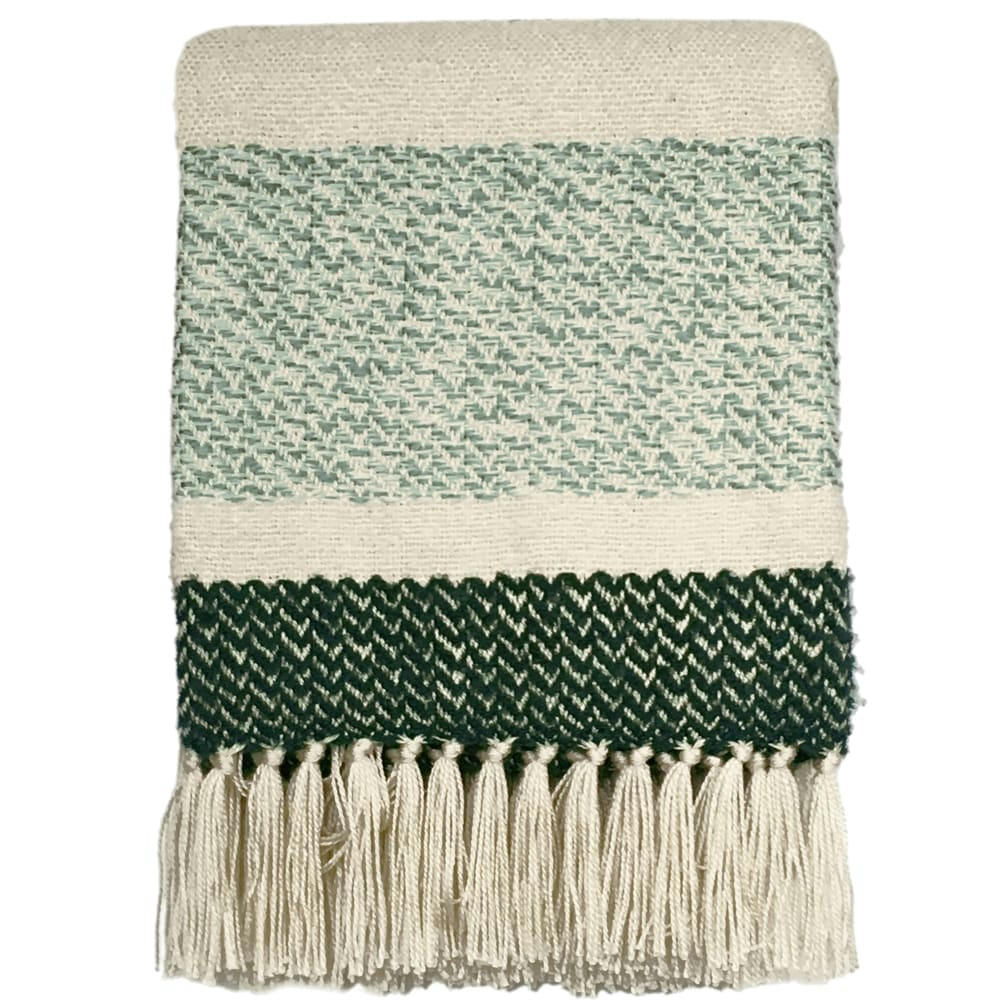 BERBER - Plaid berbère granuleux vert pois 125x150