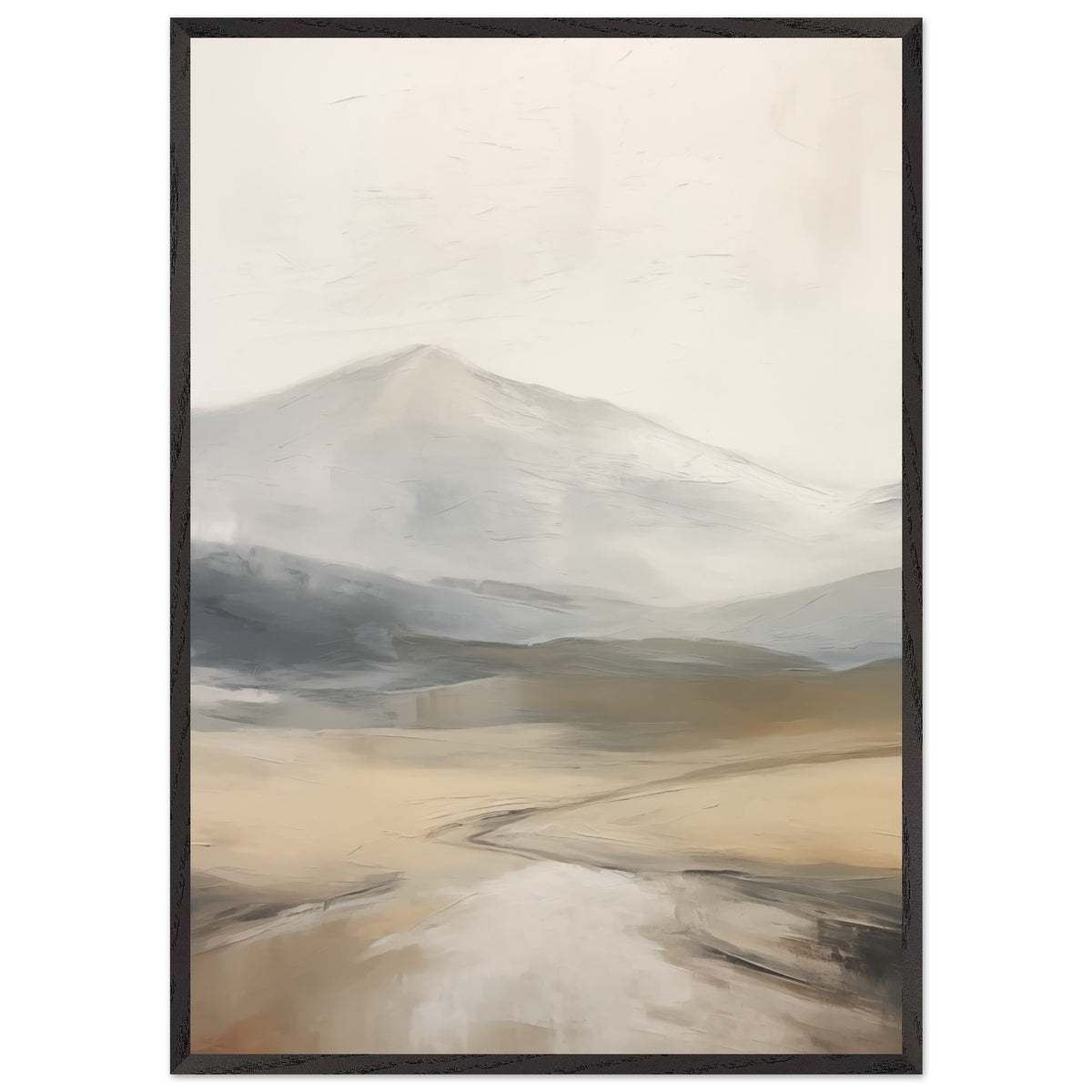 Artfulprints Poster met Lijst Abstract - Fuji path  - 70x100 cm - Taupe
