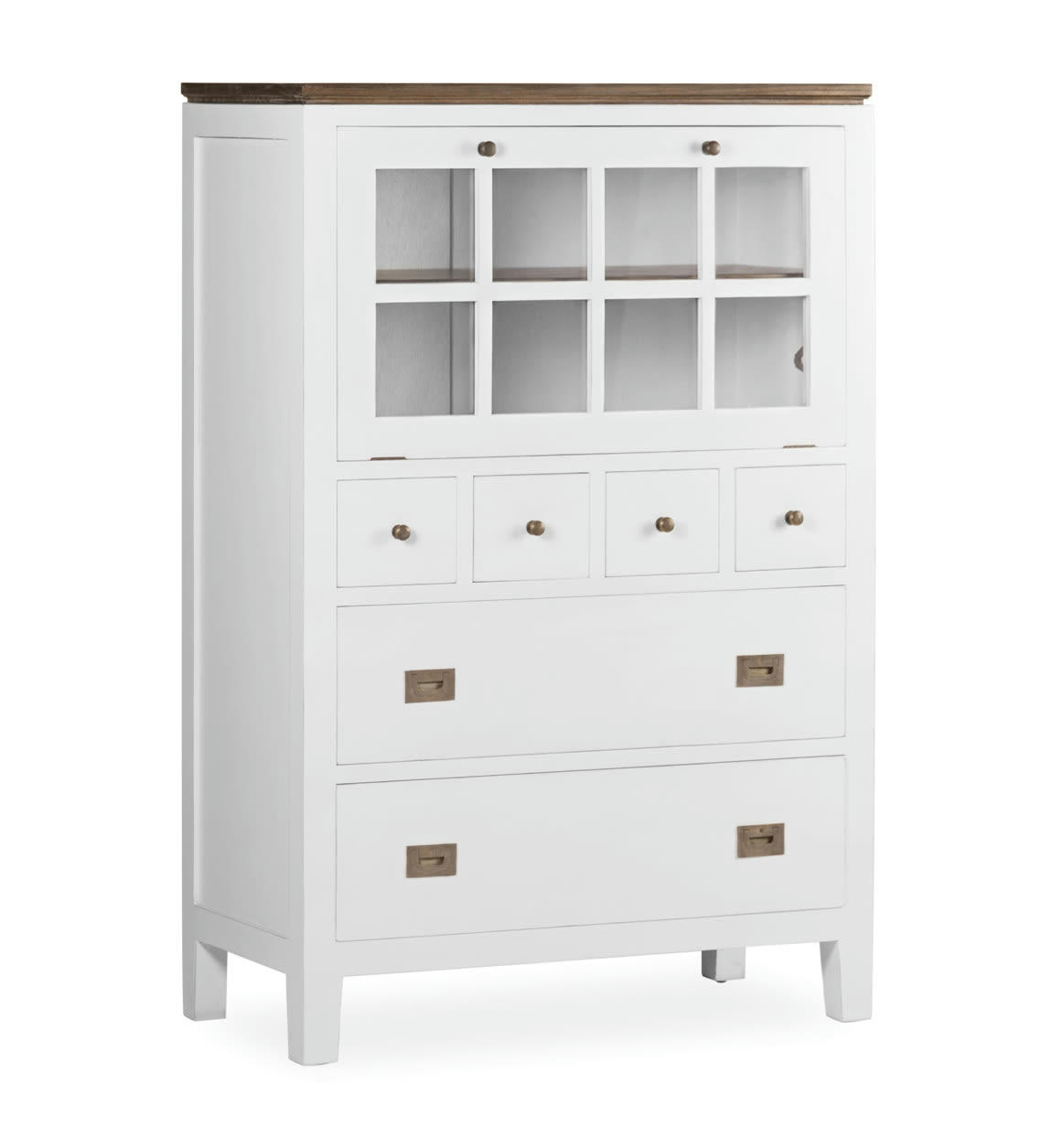 EVEREST - Commode en bois de mindi blanc et marron L135