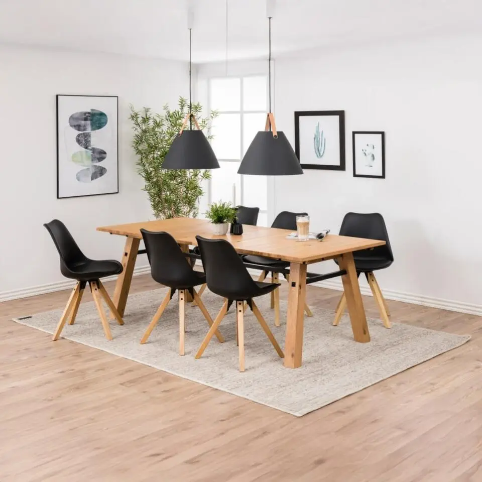 Eetkamerstoel - Zwart/Naturel - PU Leer - Zithoogte 49cm - Ljusvik - Set van 2