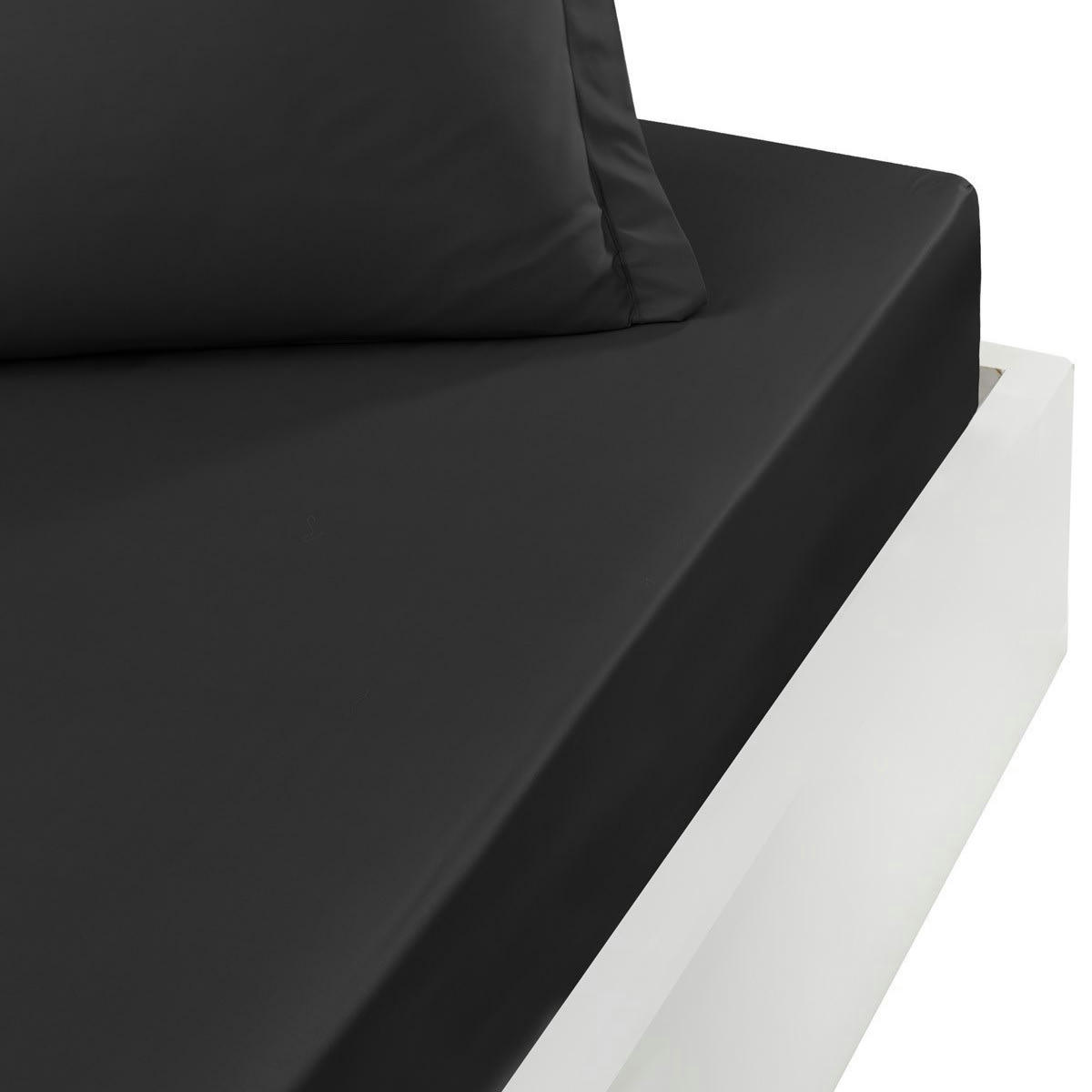 SOFT PERCALE - Drap housse en percale bonnet 40cm Anthracite 160x200 cm