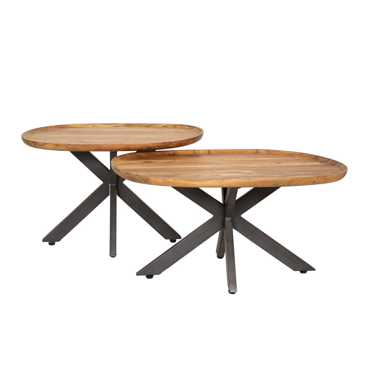 Giga Meubel Salontafel Spider - Naturel - Set van 2 - 71x48x45cm